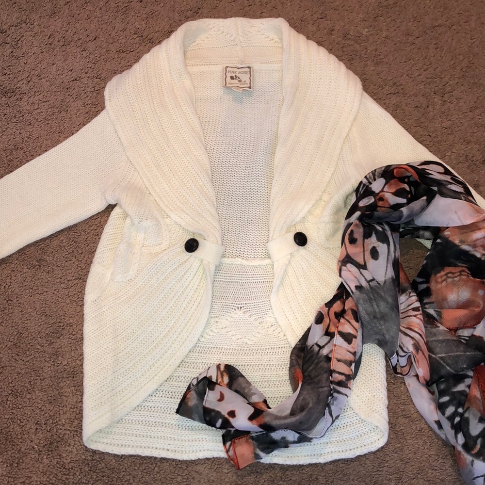 White Knit Open Sweater
